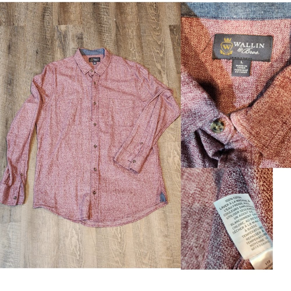 Men's Button Down Shirt Men's Button Down Casual Shirt Maroon Large Men's Dress